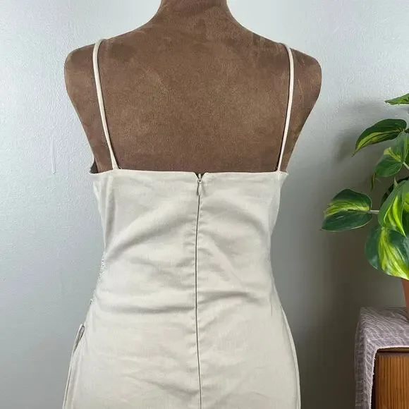 Beck + Bridge Beige V Neck Spaghetti Strap Dress Size 8 - Picture 5 of 9